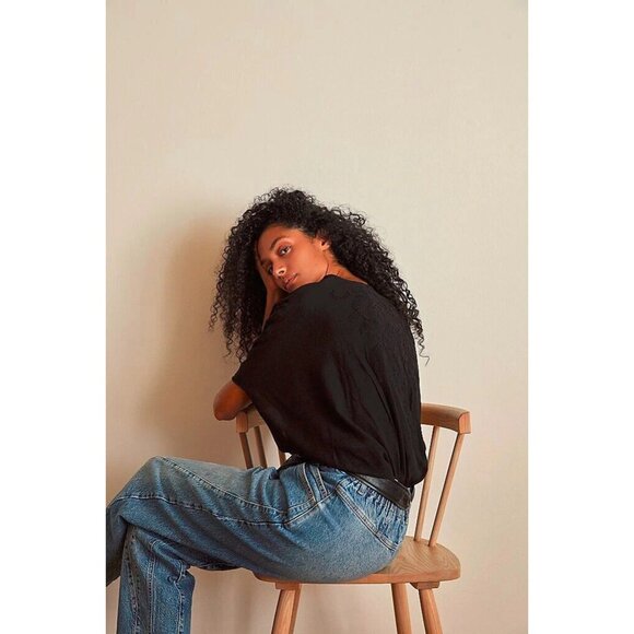 Free People Summer Lover Bodysuit Embroidered‎ Dolman intimately V Neck MED Goth - Picture 2 of 12